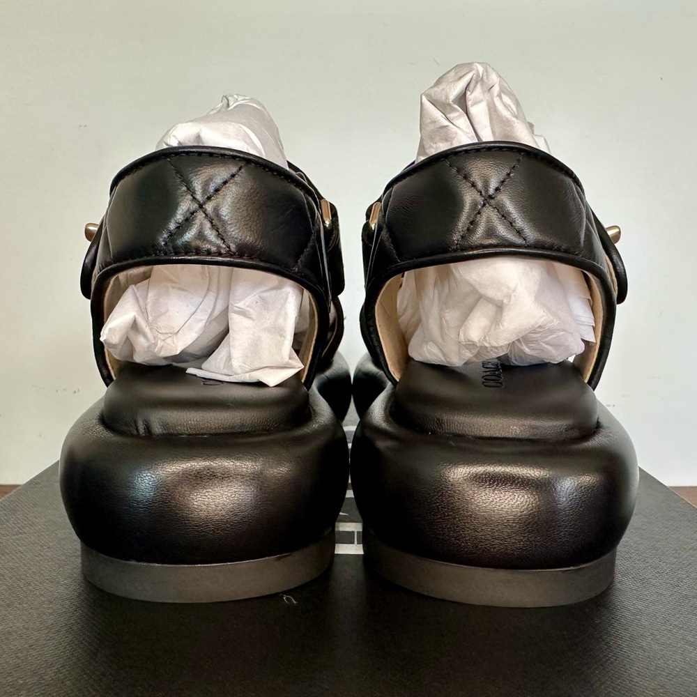 New Coach Peyton Leather Sandal Black Size 7 - Picture 4 of 12